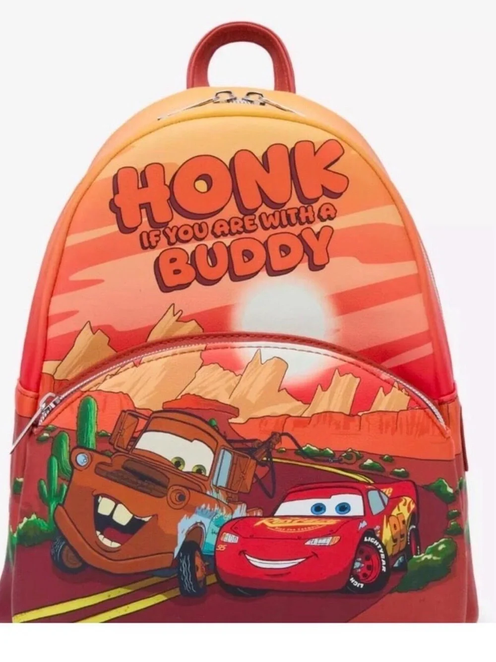 NEW Loungefly Disney Pixar CARS Tow Mater Lightning McQueen HONK Buddy Backpack